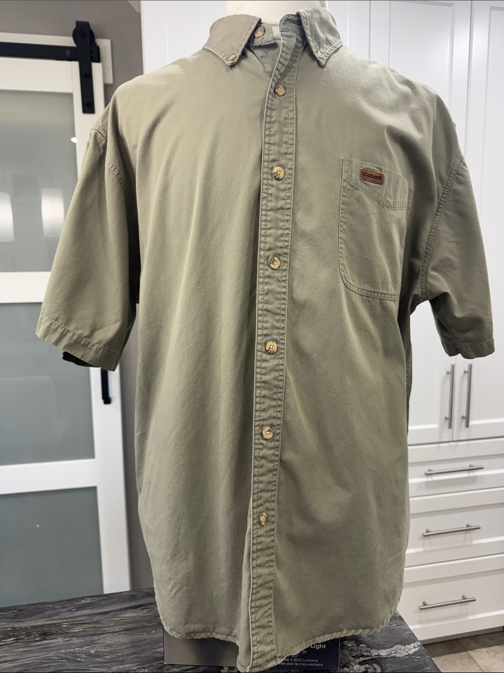 Carhartt Men’s Short-Sleeve Button-Down Shirt | 2XL | Khaki Green